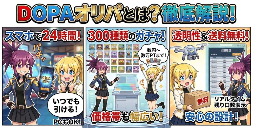 DOPAオリパの基本情報をまとめた画像