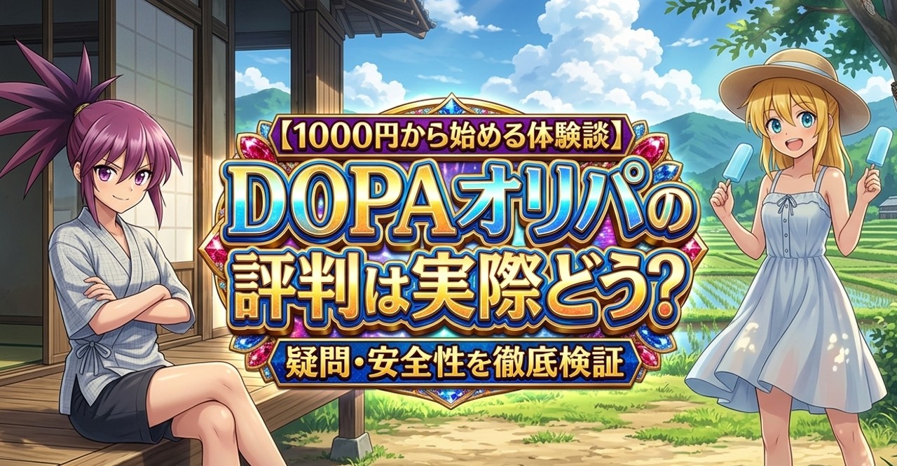 DOPAオリパの評判や安全性、詐欺かどうか検証して解説する記事のアイキャッチ画像