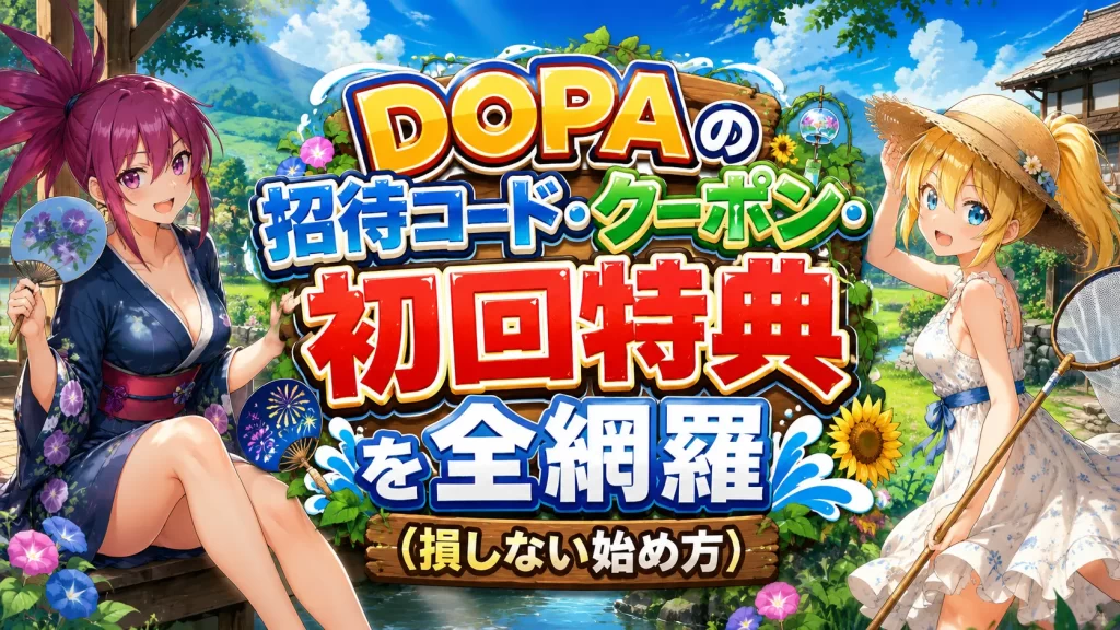 dopaオリパのクーポンや招待コードを紹介する記事のアイキャッチ