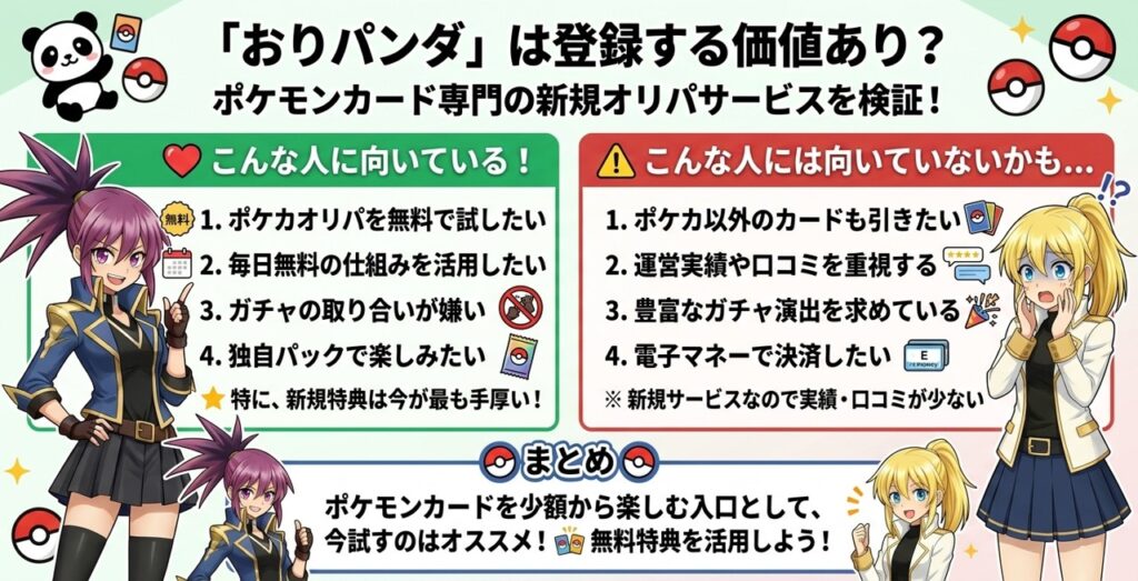 おりパンダの登録する価値があるかどうかのまとめ