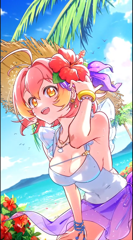 オリパワンのワン娘水着ガチャ演出中の画像。