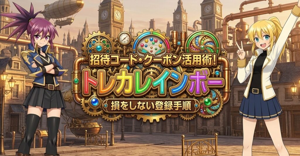 トレカレインボーのクーポンや招待コードを解説した記事用のアイキャッチ画像