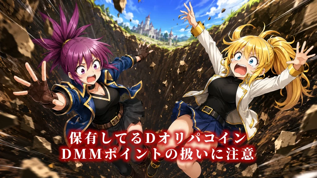 保有しているDオリパコインの失効を防ぐための注意点やDMMポイントへの変換対応について解説したセクションの見出し